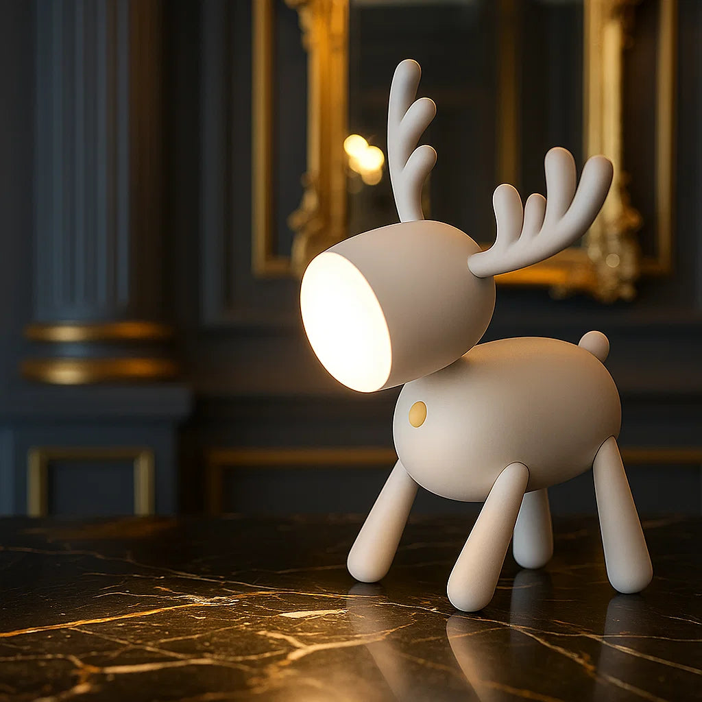 LED-Tischlampe im Rentier-Design ⎜ Augenfreundliches Nachtlicht für Kinderzimmer und Nachttisch